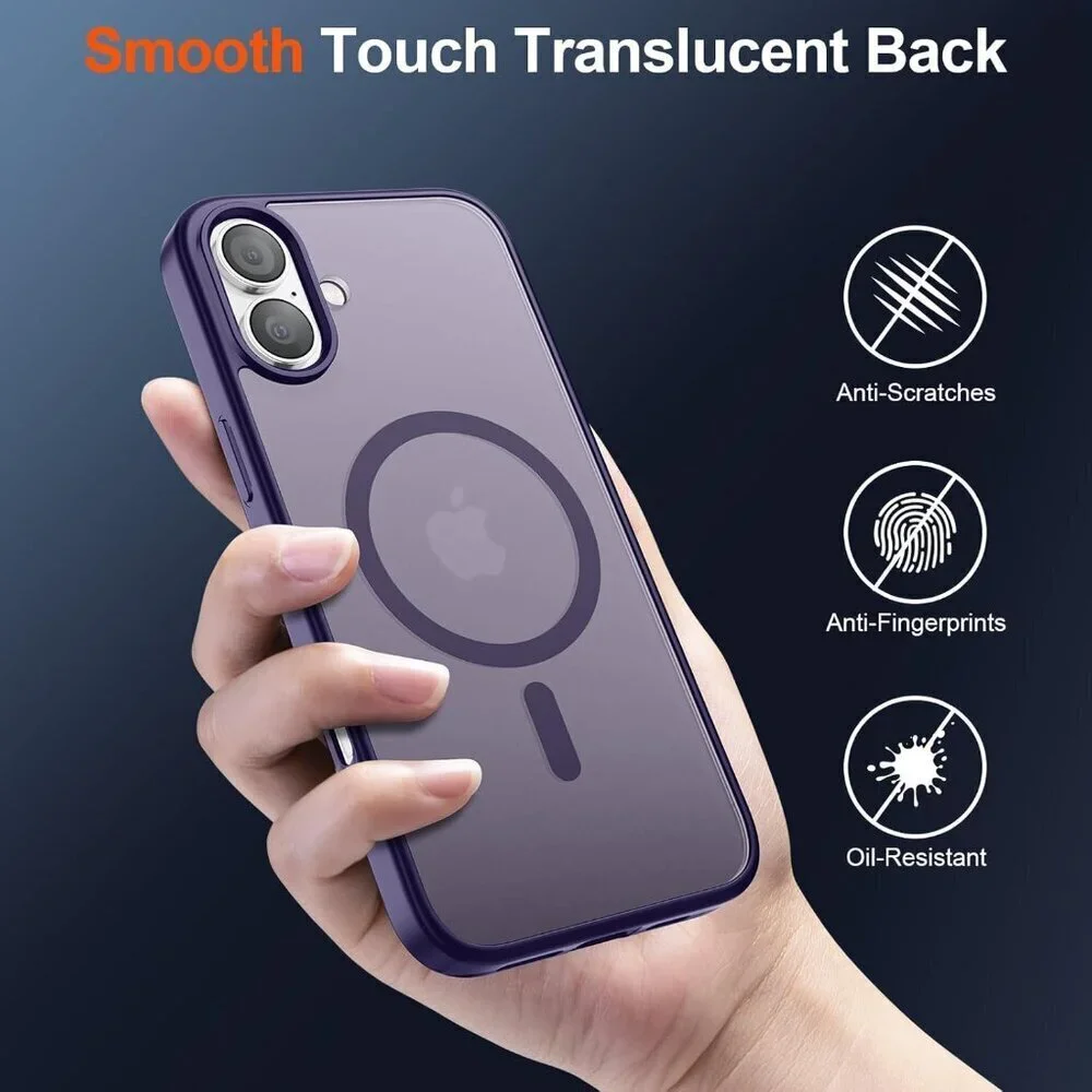 Dark Purple I-phone 17 Pro Max Case Compatible Mag Safe Matte Shockproof